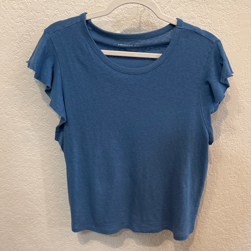 American Eagle Outfitters Short Sleeve Blue Top, Size Large